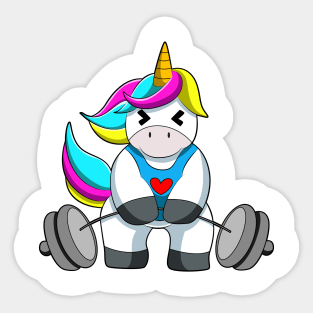 Unicorn at Strength training with Dumbbell Sticker